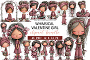 WHIMSICAL VALENTINE GIRL CLIPART, an Illustration by DreamArtGraphic (Thumbnail 1 of 4)