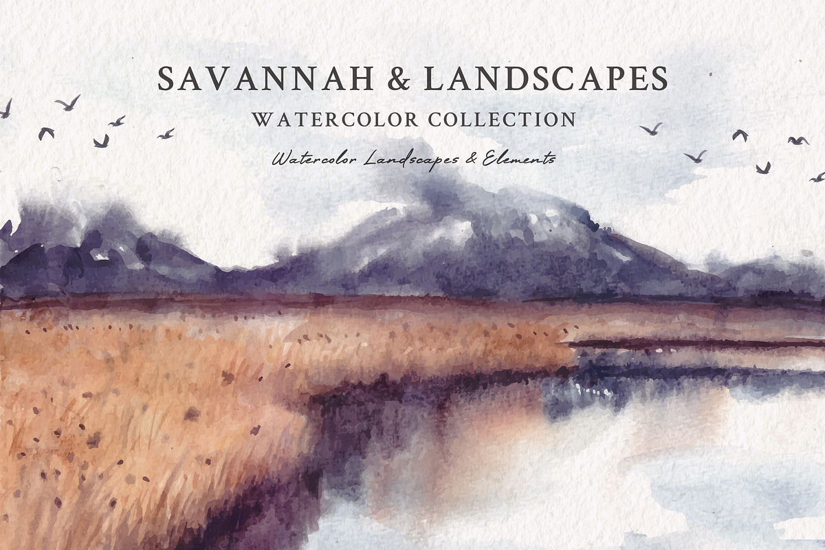 Watercolor Savannah & Landscapes, an Illustration by Yorda Studio (Photo 1 of 12)