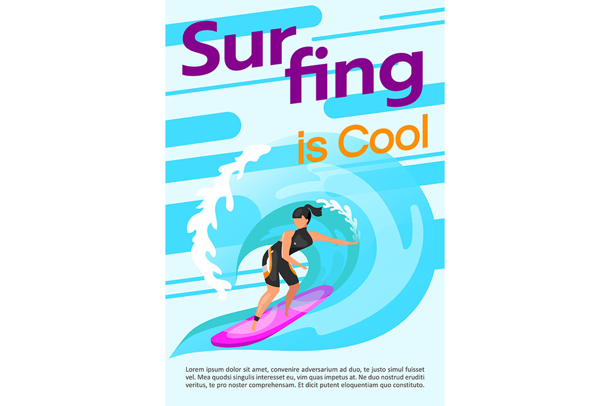 Surfing is cool poster template, a Poster Template by IMG visuals characters