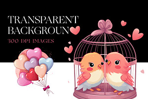 Watercolor Valentines Clipart, Love