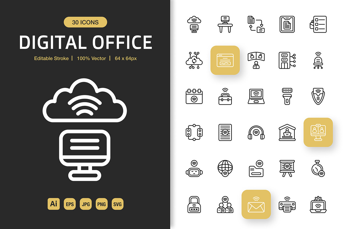 Digital Office Icons, an Icon by Spacepixel Creative