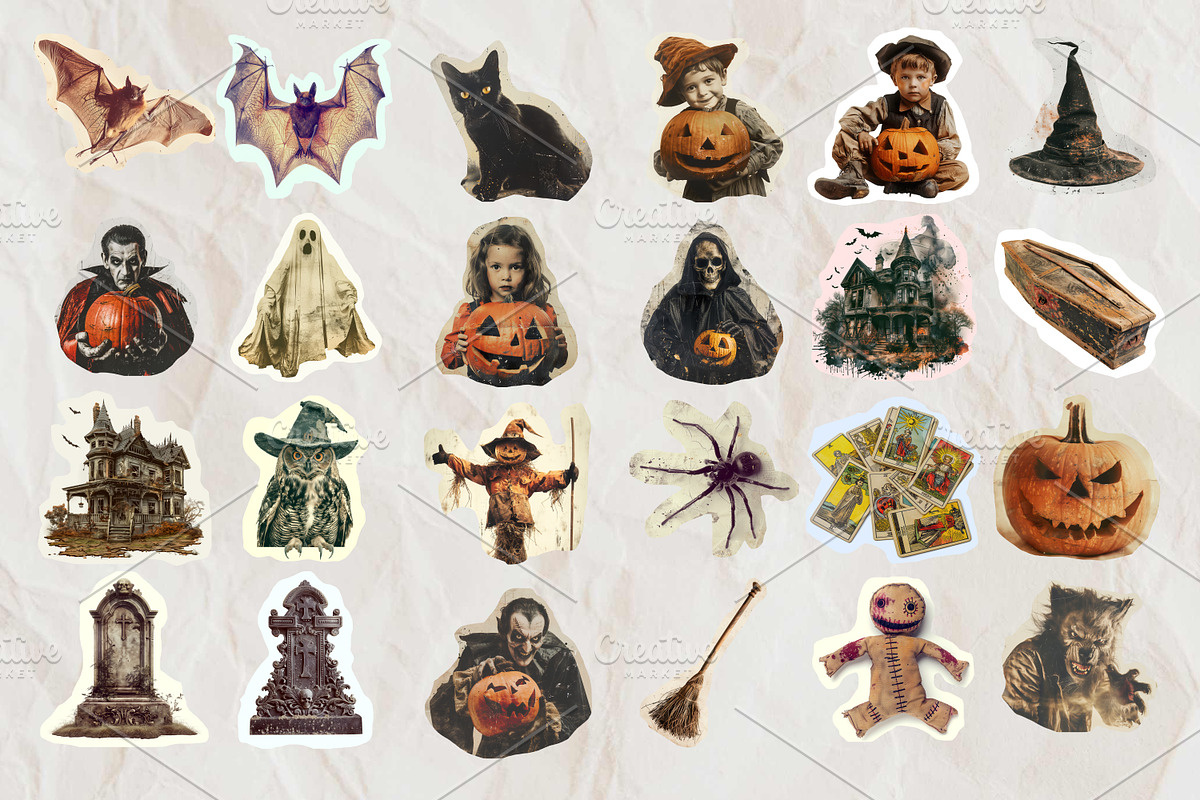 Halloween scrapbook collage stickers, a Seasonal Illustration by Art's and patterns (Photo 16 of 16)
