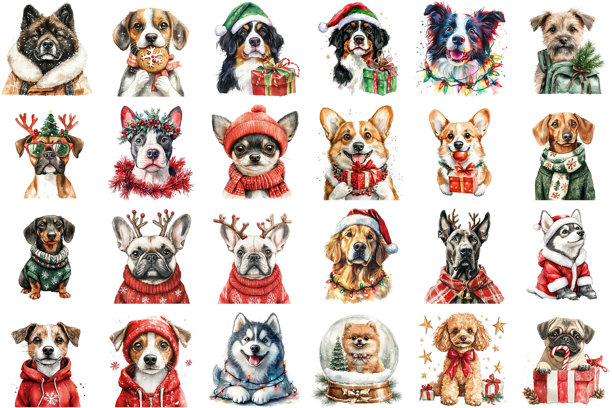 Christmas Dog Breeds Clipart Bundle, an Illustration by Sublimation Artist (Photo 2 of 6)
