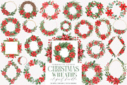 Poinsettia Christmas Wreaths Clipart, an Illustration by SinaCreation (Thumbnail 1 of 7)