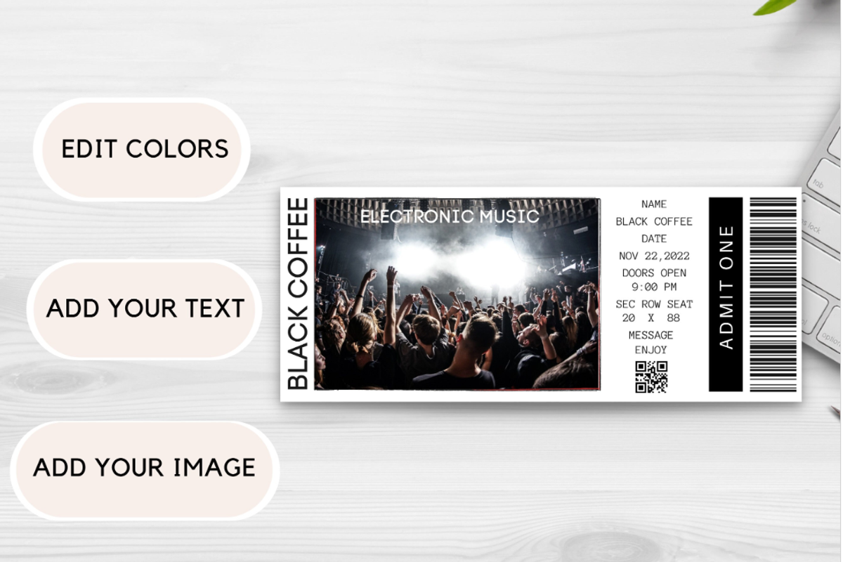 Editable Concert Ticket Template, an Invitation Template by YasdeyDesigns (Photo 8 of 8)