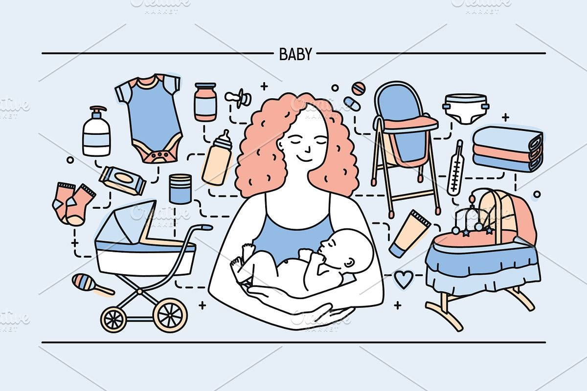 Newborn baby care products, tools, a Healthcare Illustration by Good Studio (Photo 3 of 11)