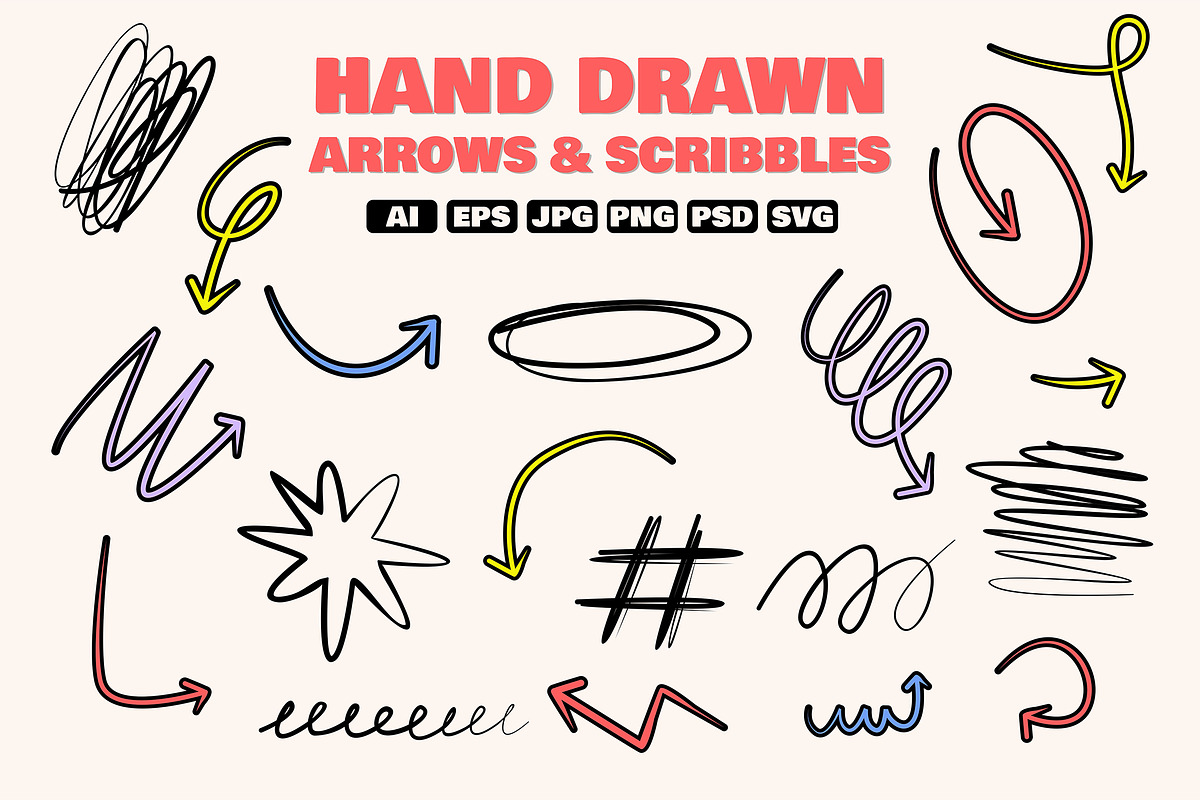 Hand Drawn Arrows and Scribbles, an Object Illustration by Partikusi Design (Photo 1 of 3)