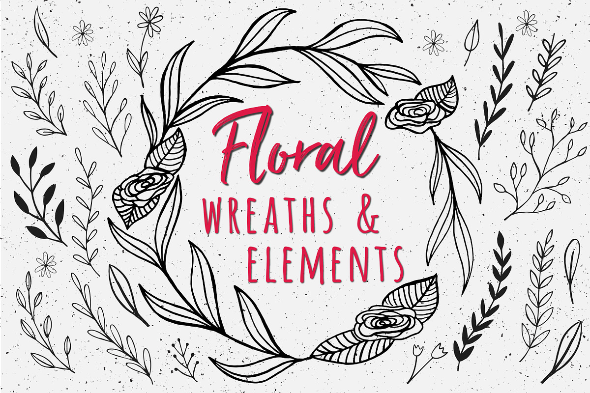 Hand Drawn Floral Wreaths + Elements, an Illustration by Anna Freya (Photo 1 of 8)