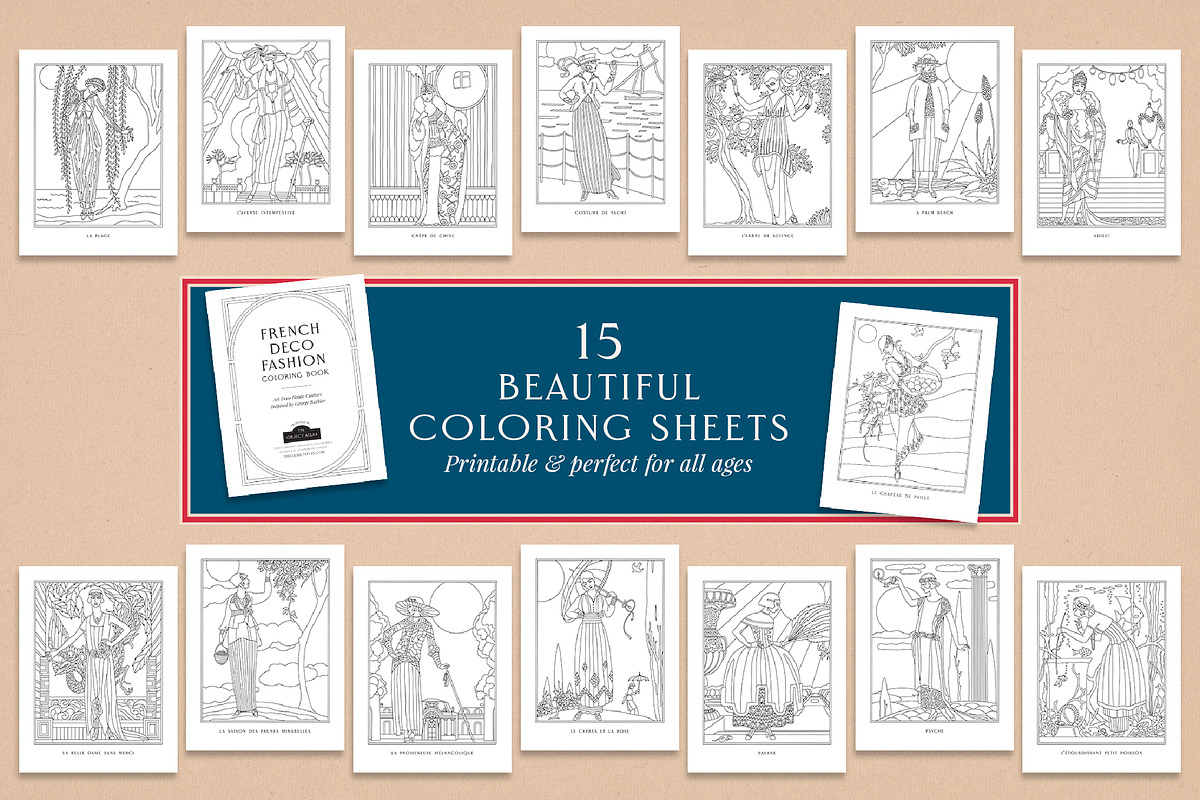 French Deco Fashion Coloring Pages, an Illustration by The Object Atlas (Photo 5 of 7)
