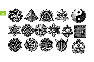 Mystic Sacred Geometry Symbols Set, an Object Graphic by RT Studio