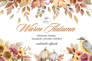 Warm Autumn Watercolor Clipart