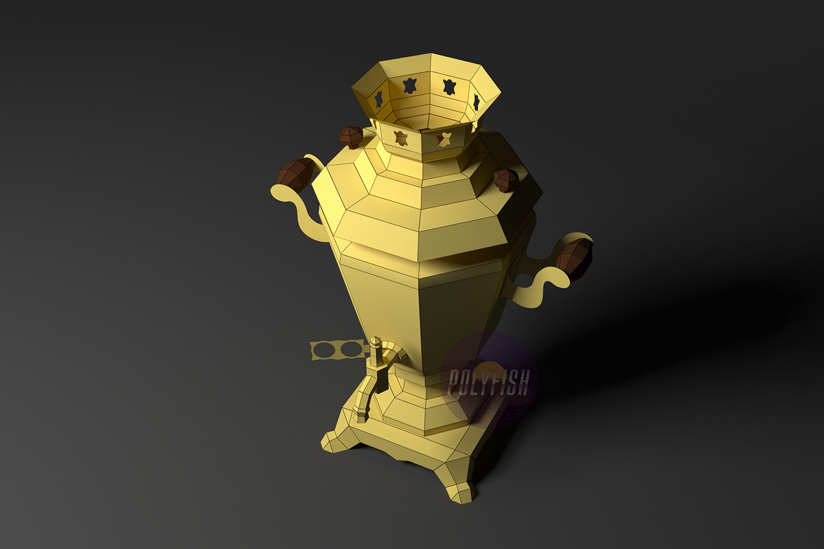DIY Samovar 3D model template, a Graphic by PolyFish (Photo 2 of 5)