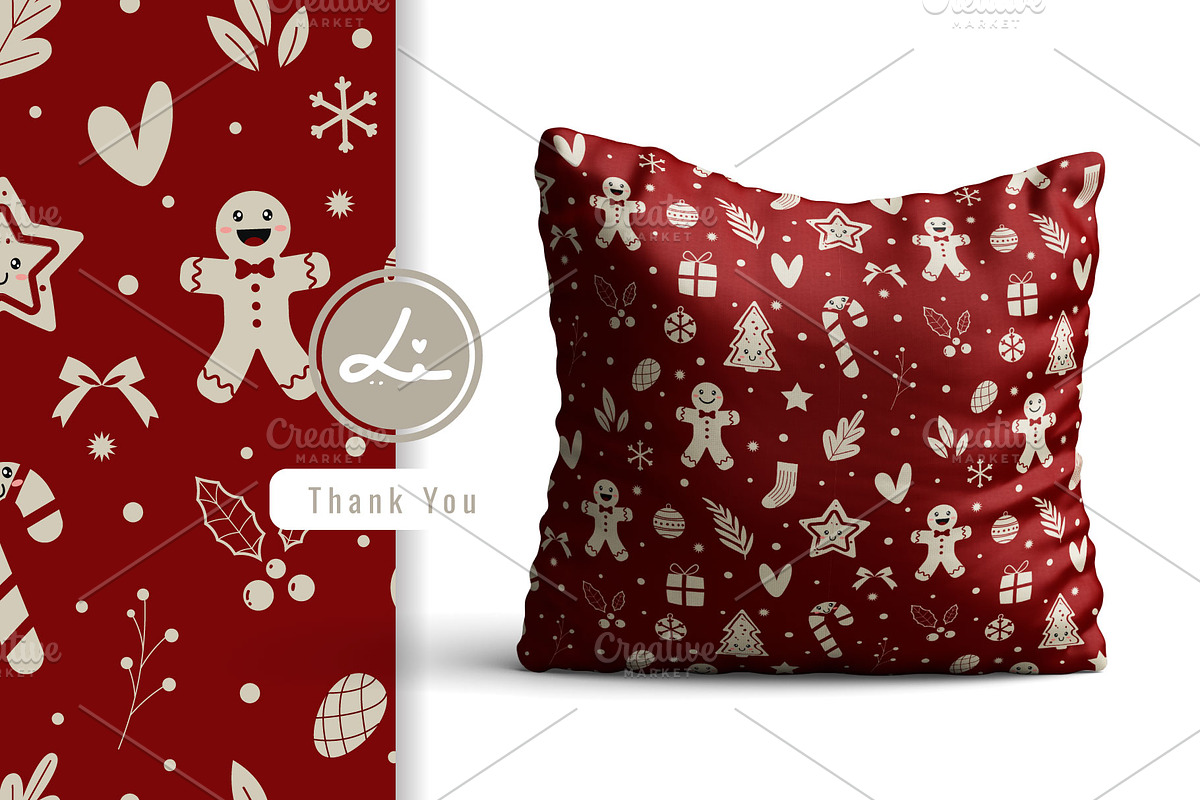gingerbread and christmas pattern, a Pattern Graphic by lindoet23 (Photo 3 of 3)