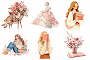 Blush Book Lover Clipart Bundle, an Illustration by Daily.Designs (Thumbnail 4 of 7)