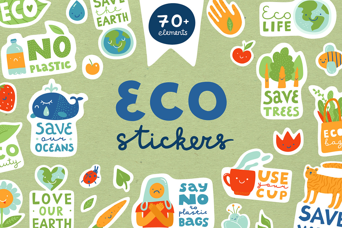 Eco stickers. Zero waste, eco life., an Object Graphic by anna khramtsova (Photo 1 of 8)