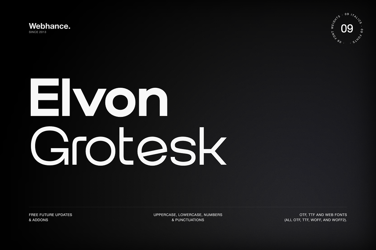 Elvon Grotesk - A Modern Grotesk, a Sans Serif Font by Webhance Studio (Photo 1 of 13)