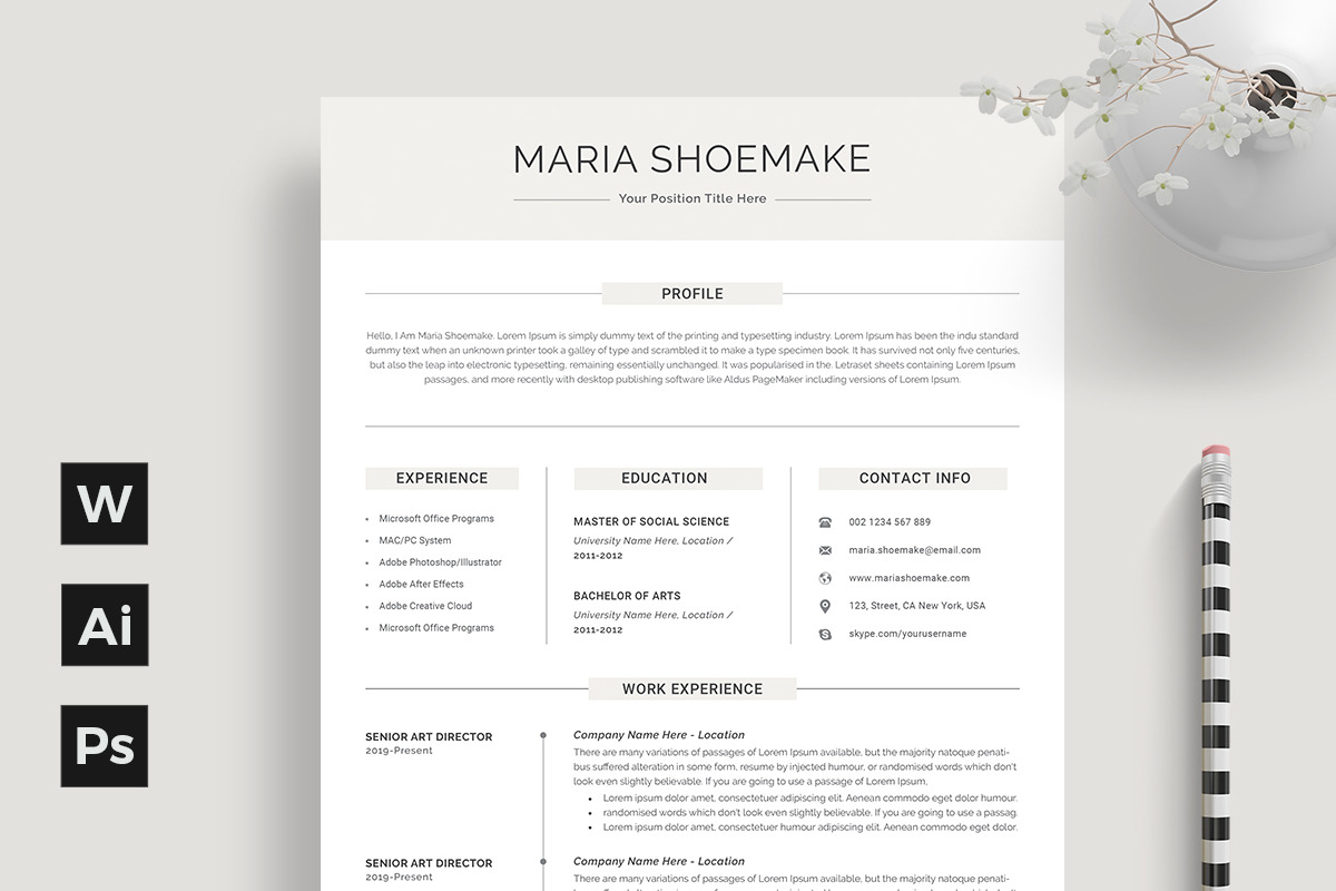 Resume Template / CV, a Resume Template by CreativeZoom (Photo 1 of 4)