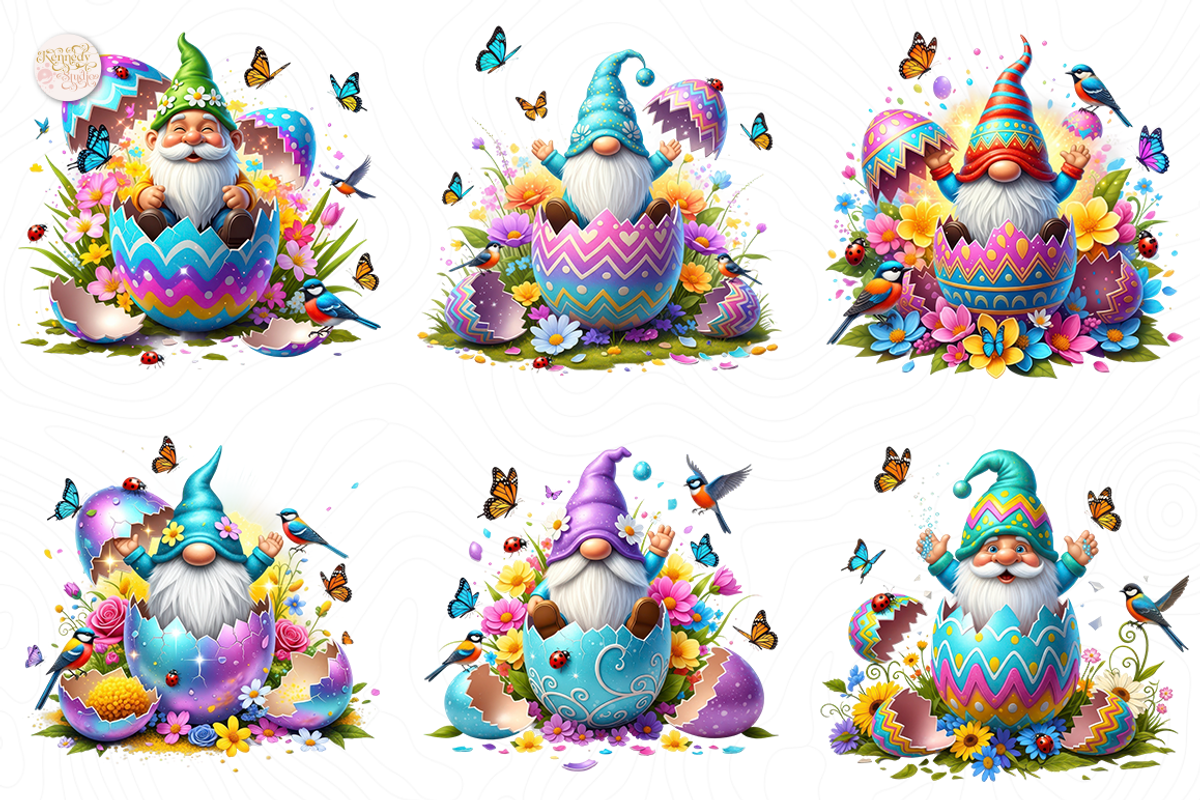 Easter Egg Gnome PNG Clipart Bundle., an Object Illustration by KennedyStudio (Photo 3 of 6)