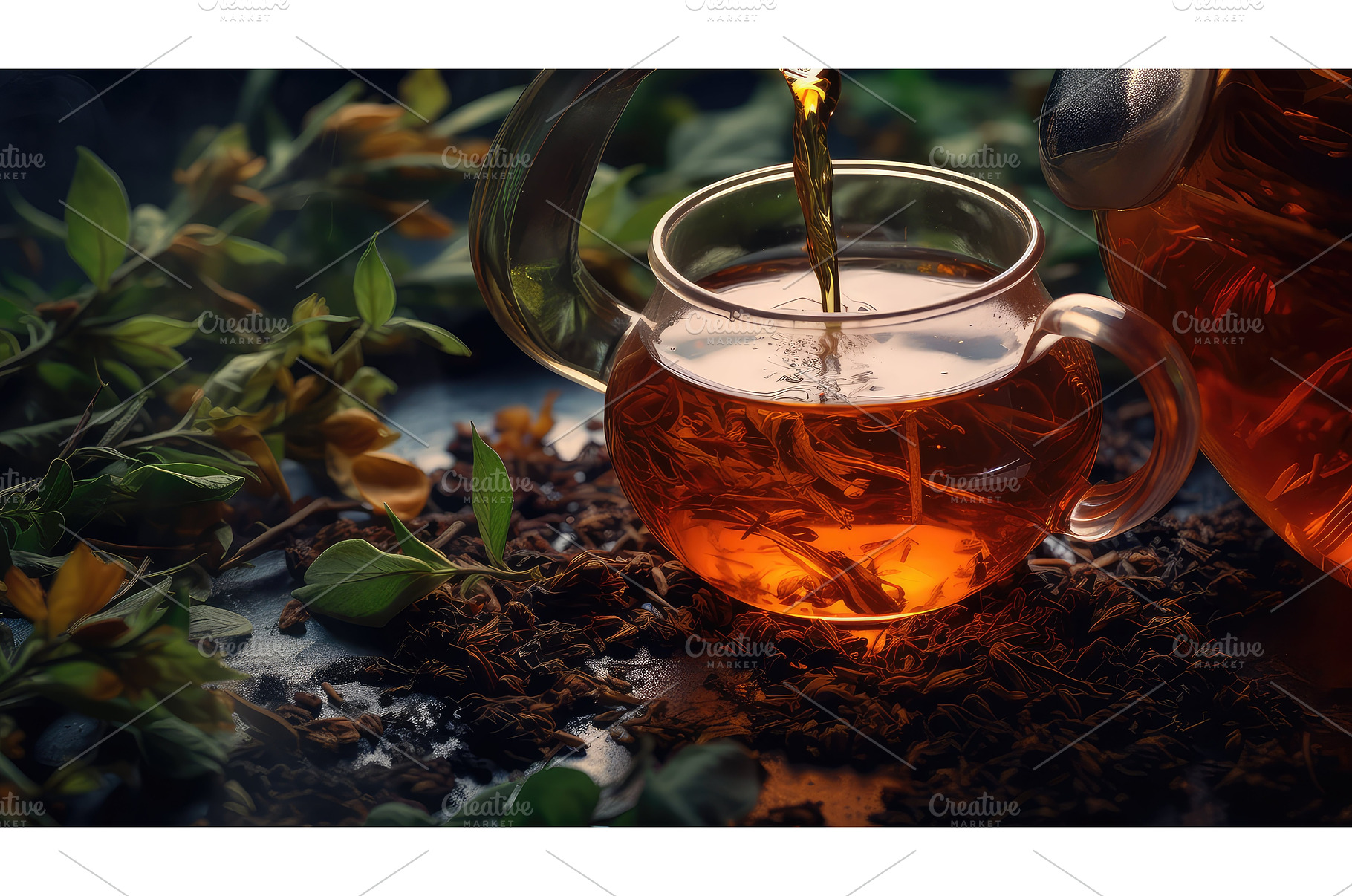organic leaves tea drink ai, a Nature Photo by pikepicture