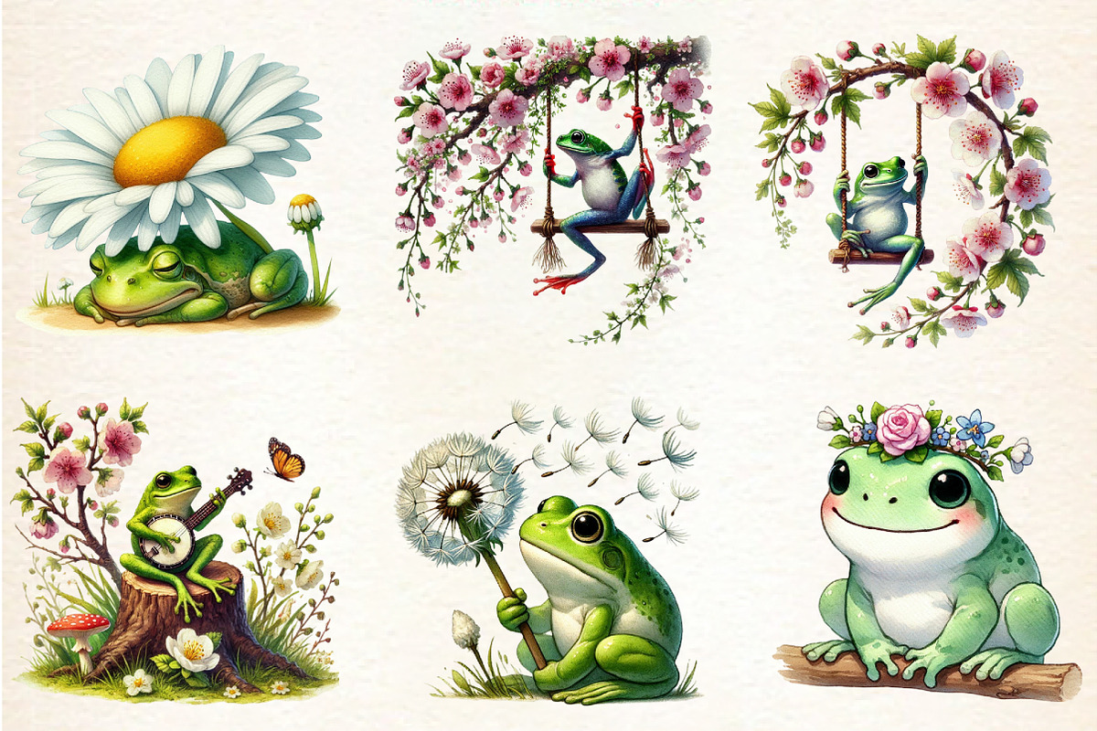 Cute Frog for Spring Clipart, an Illustration by DreamArtGraphic (Photo 3 of 4)