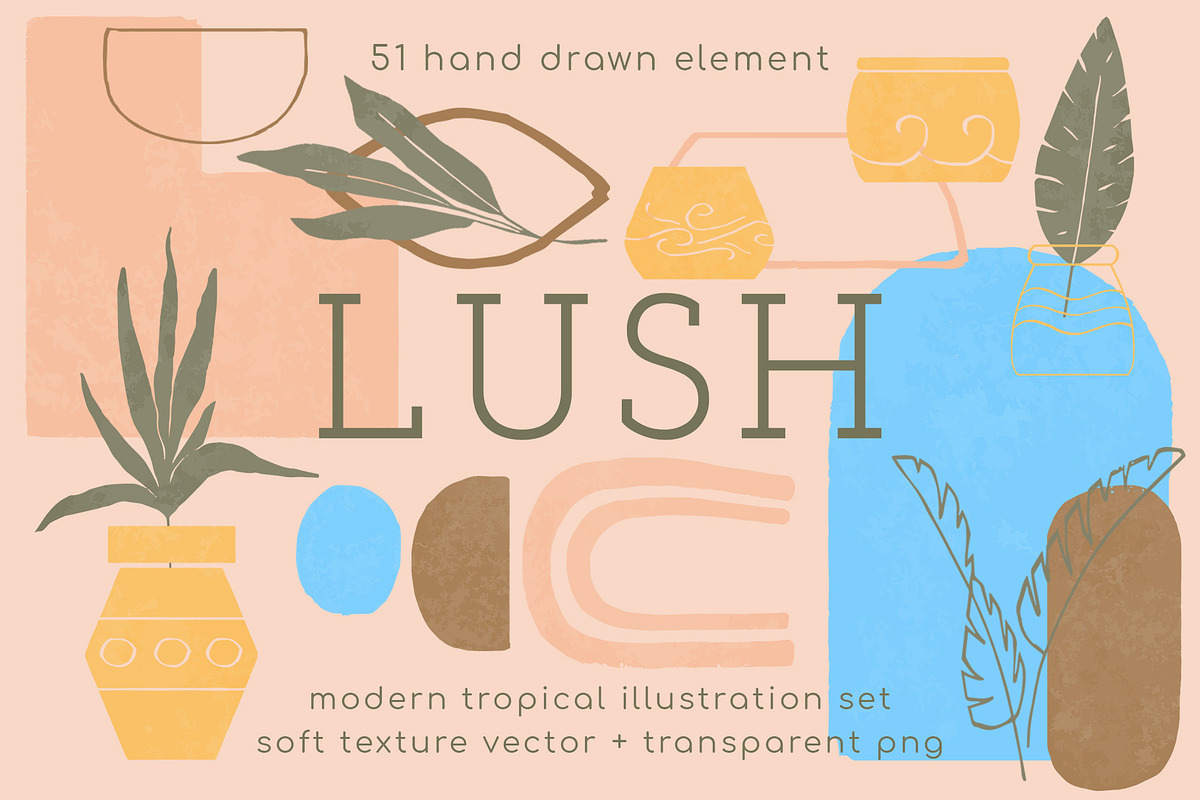 Lush modern tropical illustration, a Decorative Illustration by Dawnside Graphic (Photo 1 of 11)