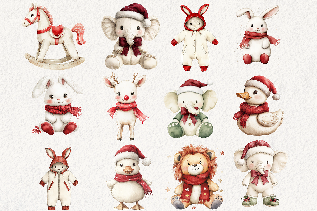 Baby’s 1st Christmas Festive Clipart, an Illustration by NadiaTheronArt (Photo 3 of 4)
