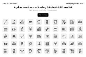 Agriculture Icons – Sowing & Industr, a Solid Icon by Wencory