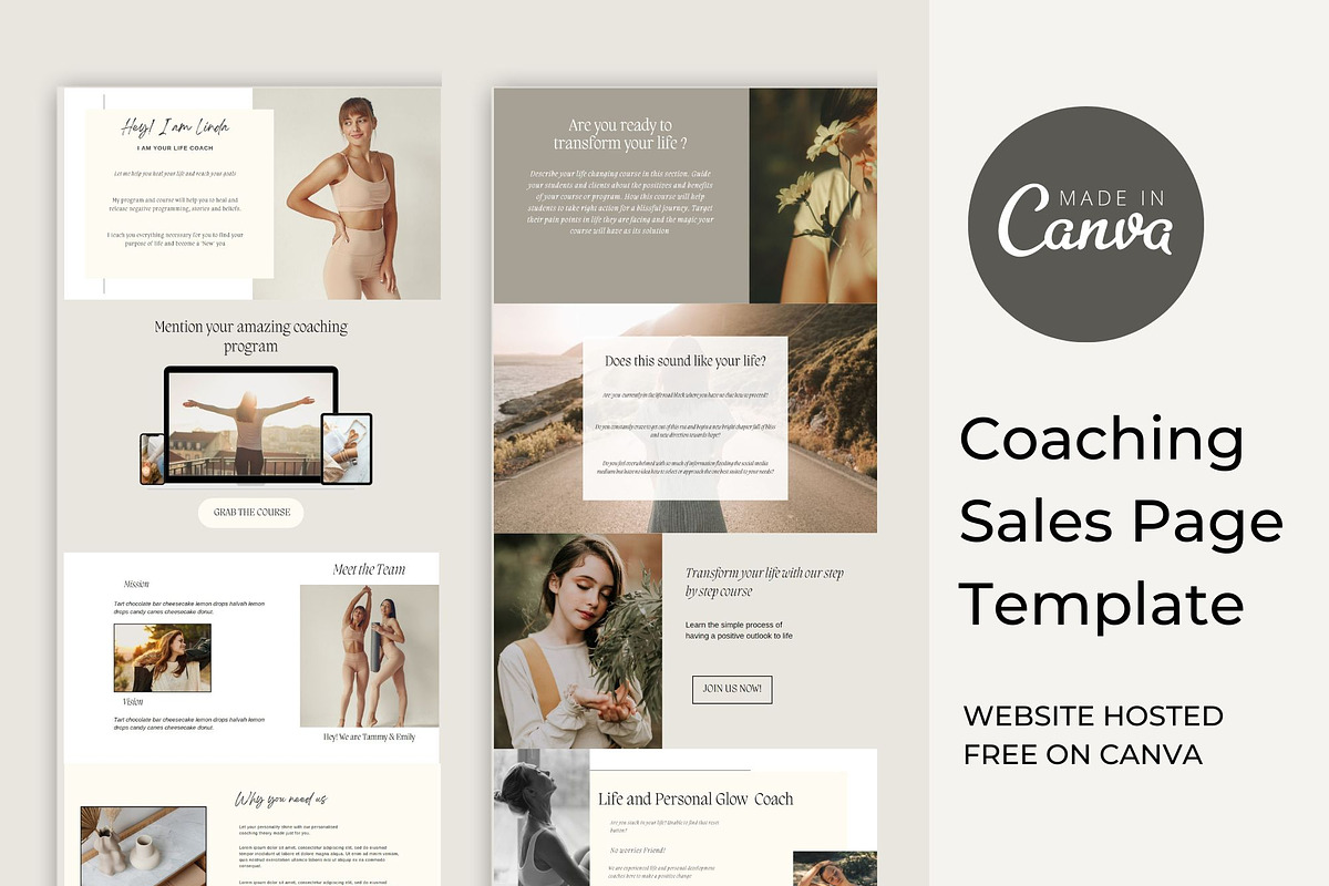 Coach Sales Page Template Canva, a Landing Page Template by Deepa Template Studio (Photo 1 of 10)