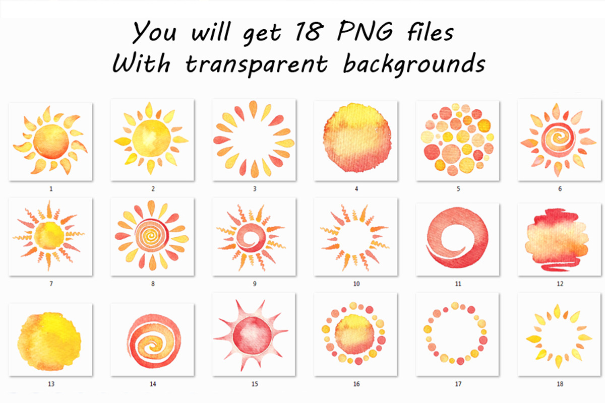 Watercolor Sun Clipart, an Illustration by PassionPNGcreation (Photo 4 of 4)