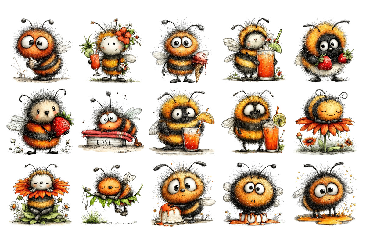 Summer Bee PNG Clipart Watercolor, a Seasonal Illustration by Nicolle's Colorful Art (Photo 4 of 5)