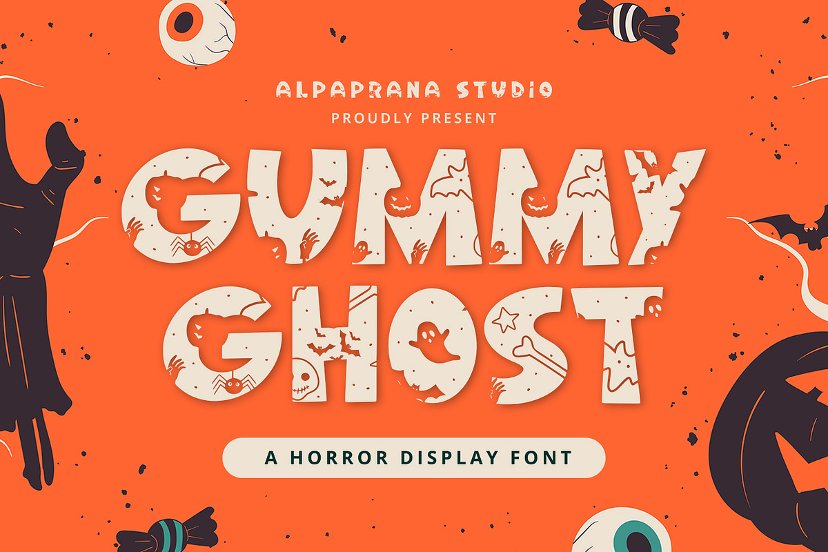Gummy Ghost - Display Font, a Script Font by Alpaprana (Photo 1 of 10)