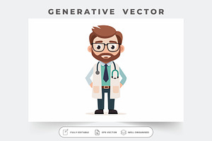 A friendly hipster doctor character, a Graphic by Iftikhar Alam