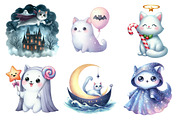 Ghost Cat Halloween Clipart, an Illustration by Daily.Designs (Thumbnail 3 of 5)