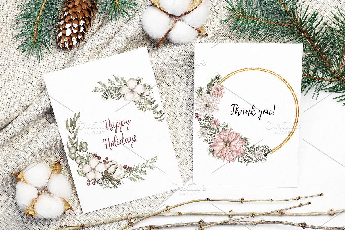 Watercolor Winter Florals Collection, a Decorative Illustration by MayaNavits (Photo 7 of 10)