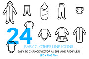 Baby Clothes Line Icons Set, an Outline Icon by land art (Thumbnail 1 of 6)