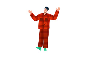 Happy man wearing pajamas waking up, a Person Illustration by pikepicture