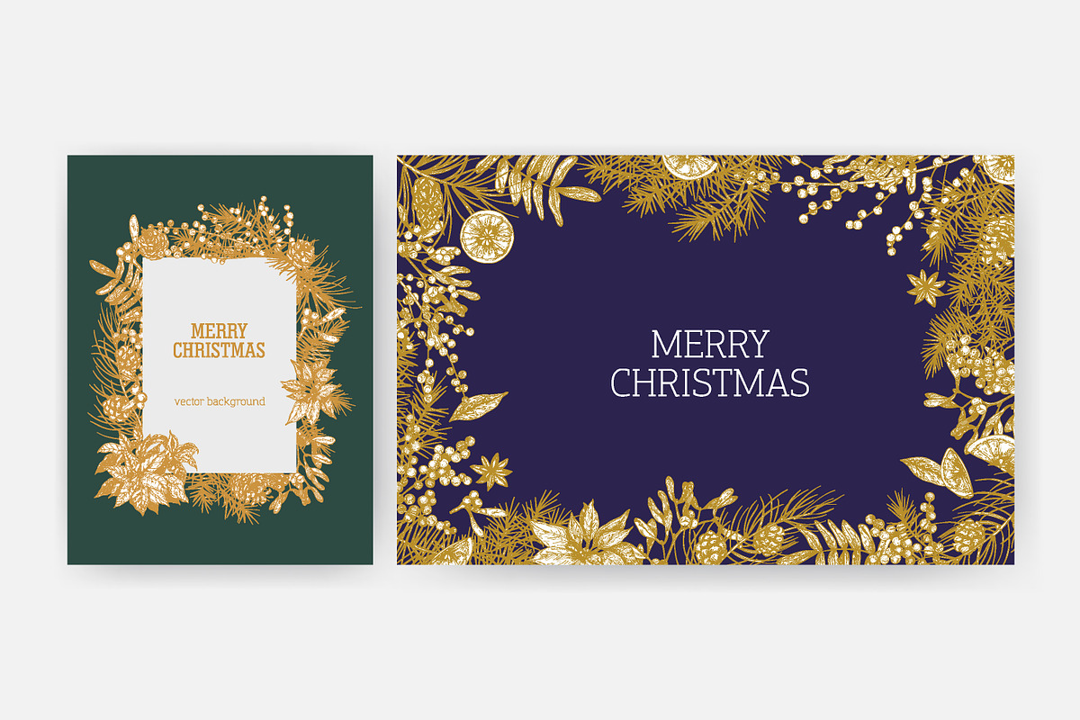 Floral christmas framed cards, a Decorative Illustration by Good Studio (Photo 13 of 19)