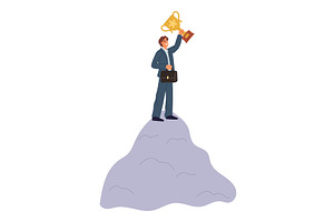 Joyful businessman standing on top, a Person Illustration by Vectorbuum