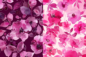 Magenta Watercolor Floral Patterns