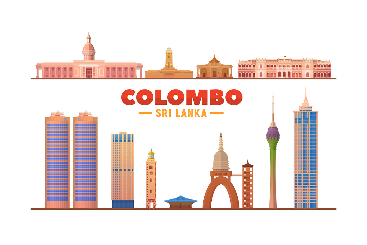 Colombo Sri Lanka vector skyline, an Illustration by Sky and glass