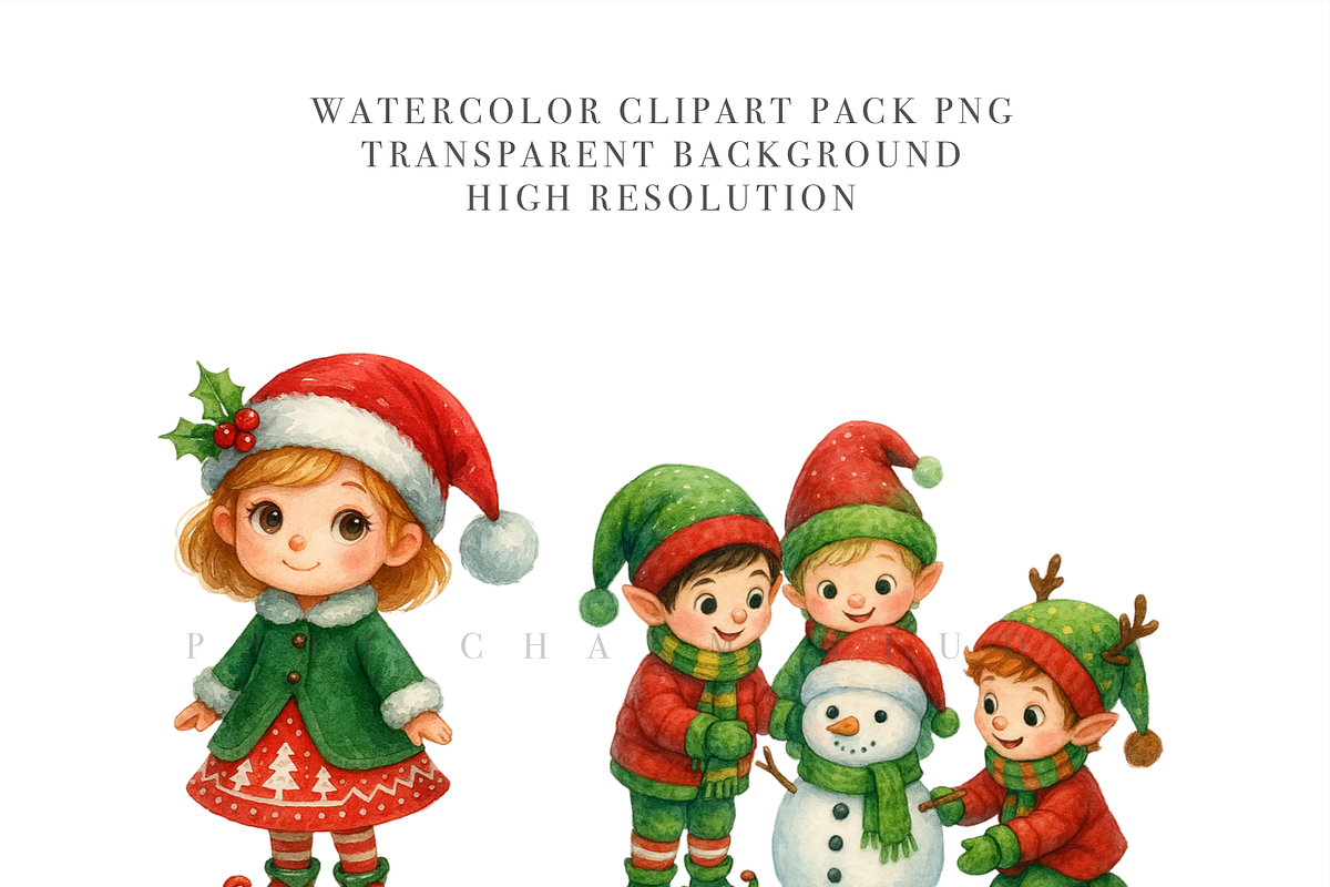 73 Elf Clipart Set, a Decorative Illustration by Pati Charm Studio (Photo 3 of 8)