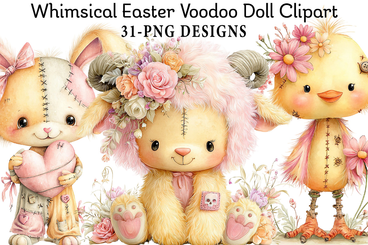 Whimsical Easter Voodoo Doll Clipart, an Illustration by Daily.Designs (Photo 1 of 7)