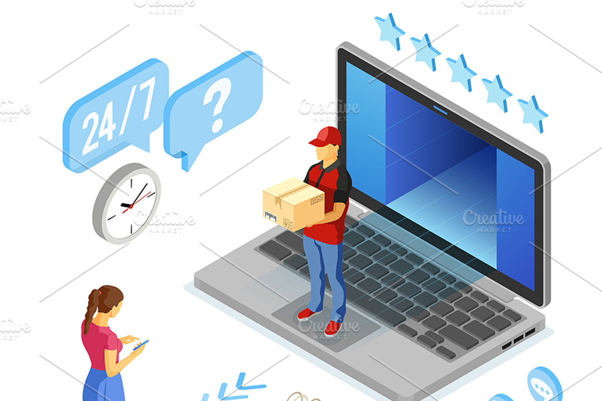 Internet Shopping Delivery Isometric, a Person Illustration by TAlex (Photo 3 of 6)