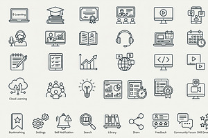 Bundle Online Learning Outline Icons, an Outline Icon by adenpinkstore