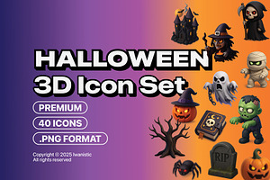 Halloween 3D Spooky icons set, an Icon by Iwanistic