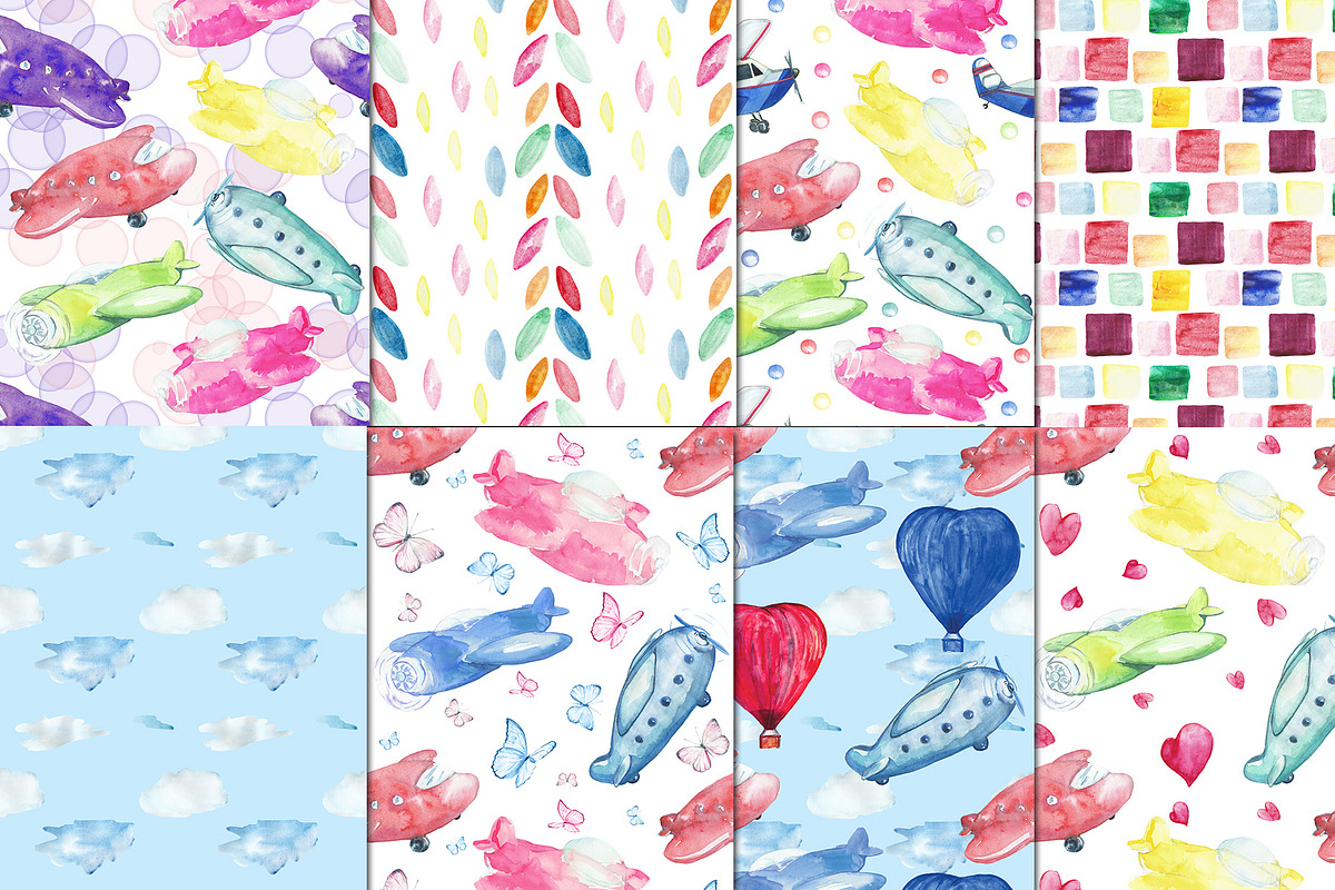 Airplanes watercolor set, a Graphic by DollyPotterson (Photo 4 of 6)