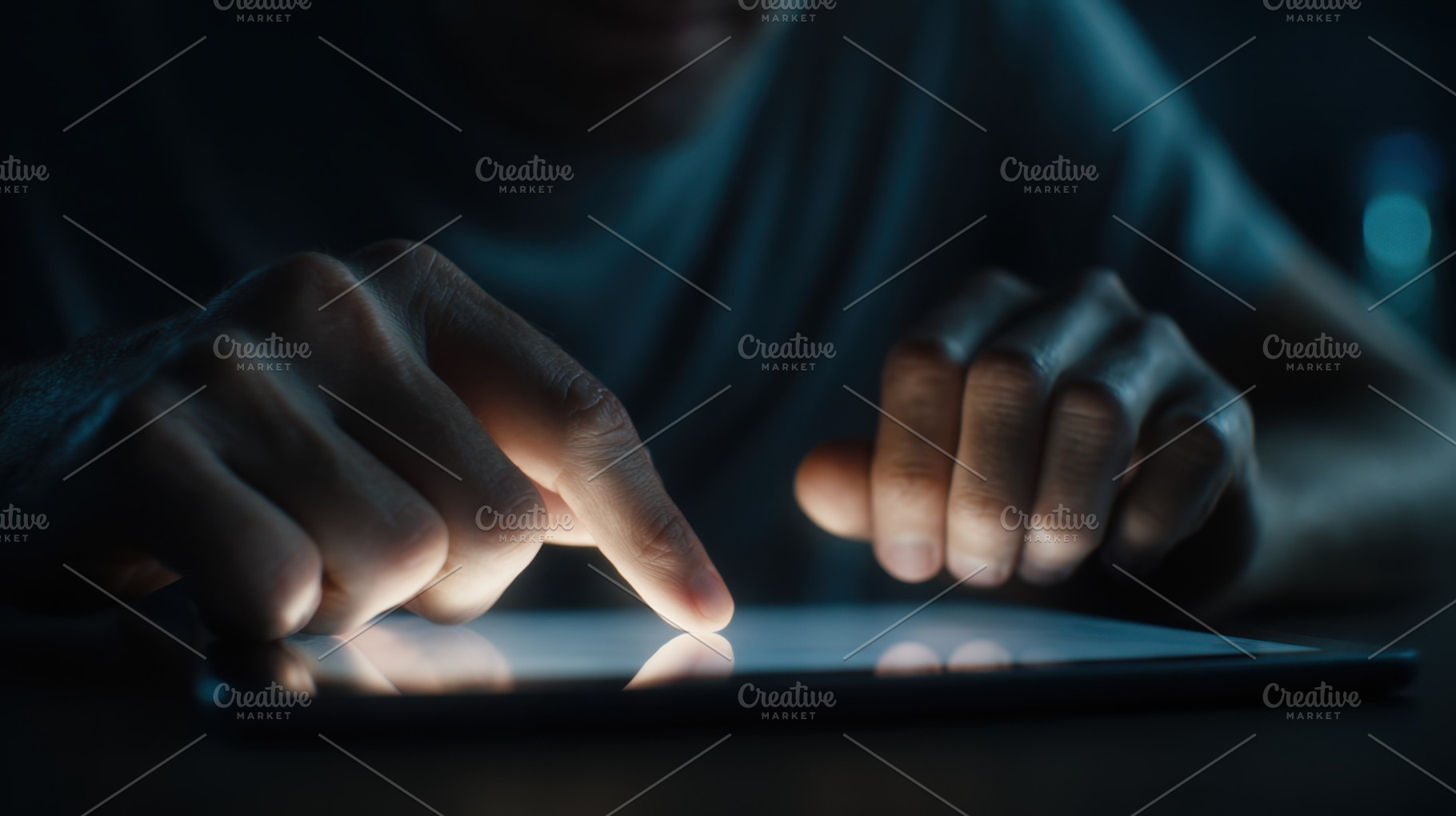 Person uses tablet in dim light, a Photo by Beautiful things