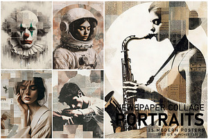 Newspaper Collage Portraits