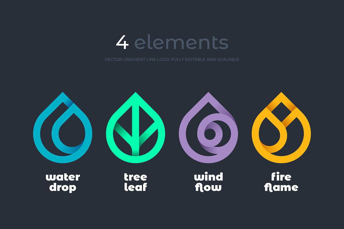 Nature elements. 4 gradient logo, a Branding & Logo Template by Magda (Photo 1 of 5)
