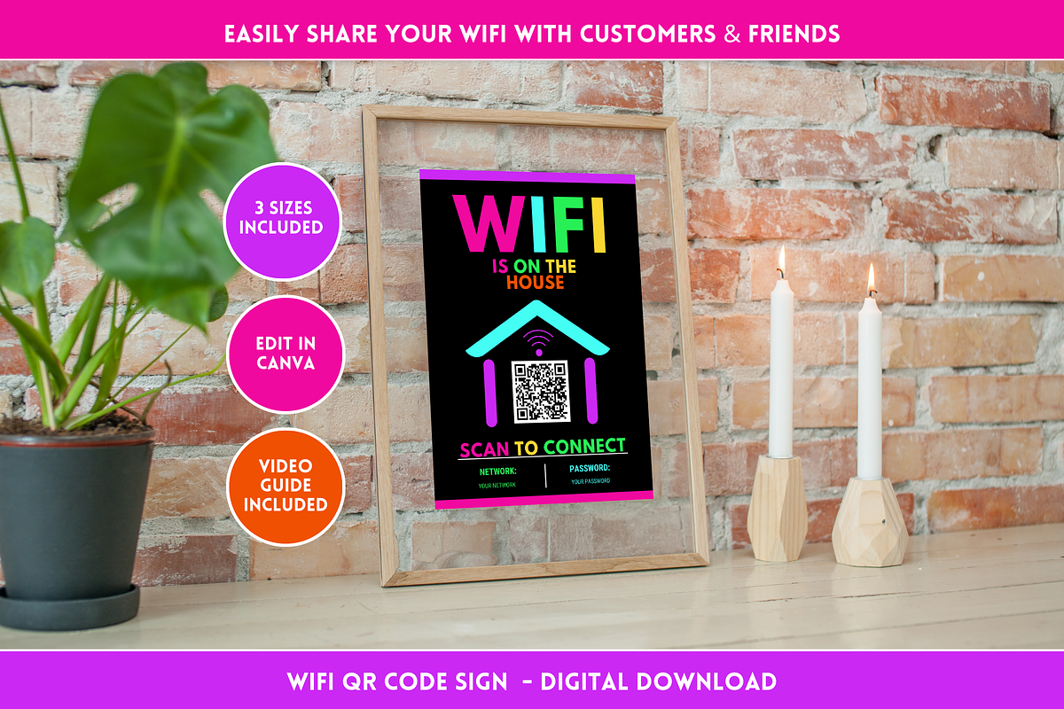 WiFi QR Code Sign - Neon, a Stationery Template by SunshineStudioBoutique (Photo 10 of 10)